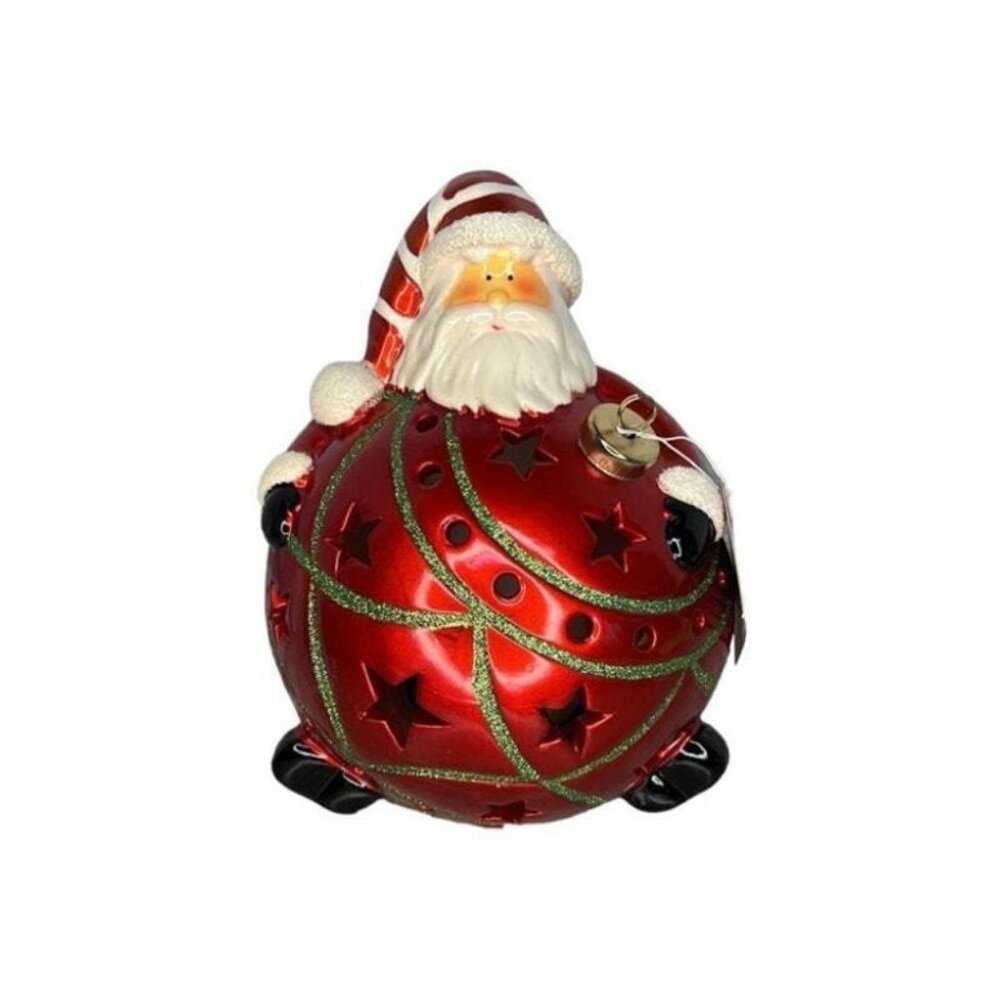 Santa Ornament Figurine QVC Home Reflections Christmas  Luminary WORKS